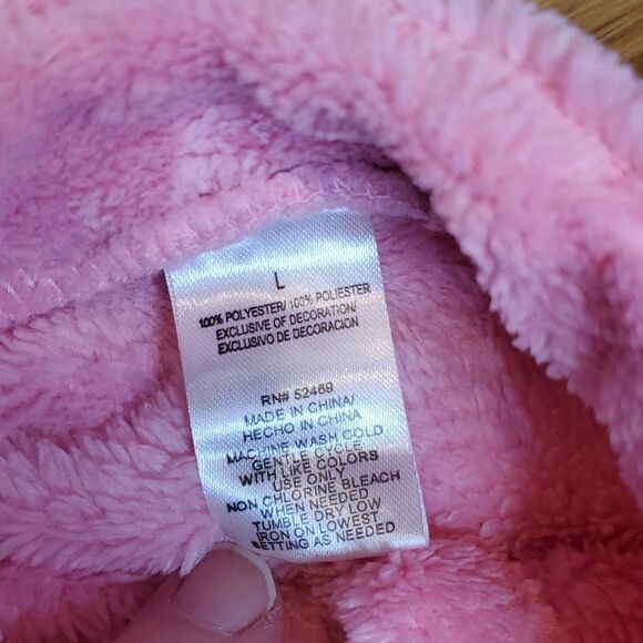 Dog Shirt Jacket Sz Large Pink Velour Plush Silver Sequin Peace Sign, Never Worn - Picture 6 of 6